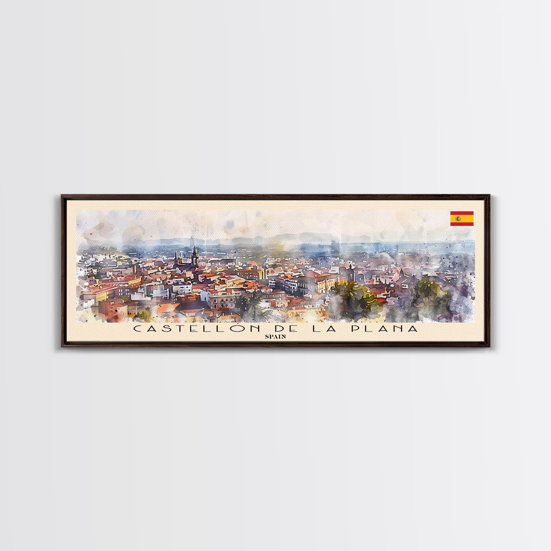 Castellon de la Plana Spain Wall Art, Panoramic Travel Poster, Panoramic Framed Canvas Print, City Wall Art, Wall Hanging Home Decor, Travel Art