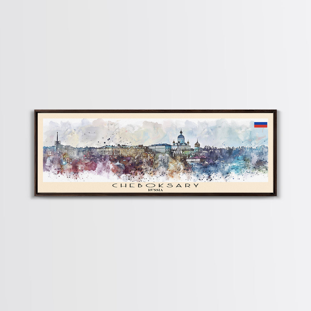 Cheboksary Russia Travel Art, City Art, Framed Canvas Print or Metal Wall Art, Europe Travel Poster, Panoramic Wall Art, Extra Wide Wall Art