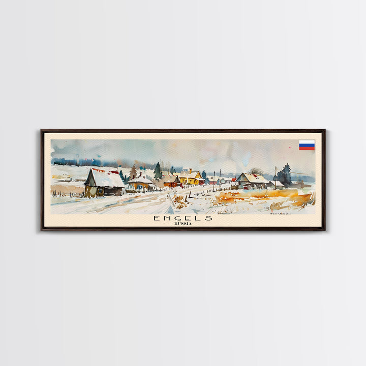 Engels Russia Panoramic Travel Poster, Framed Canvas Print or Metal Wall Art, Travel Art, Home Decor, Panoramic Painting, Midcentury Art
