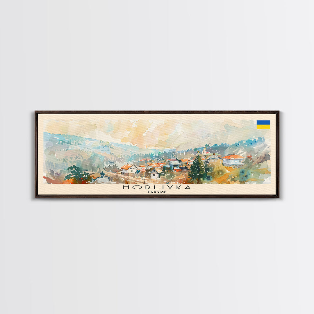 Horlivka Ukraine Wall Art, Panoramic Travel Poster, Panoramic Framed Canvas Print, City Wall Art, Wall Hanging Home Decor, Travel Art