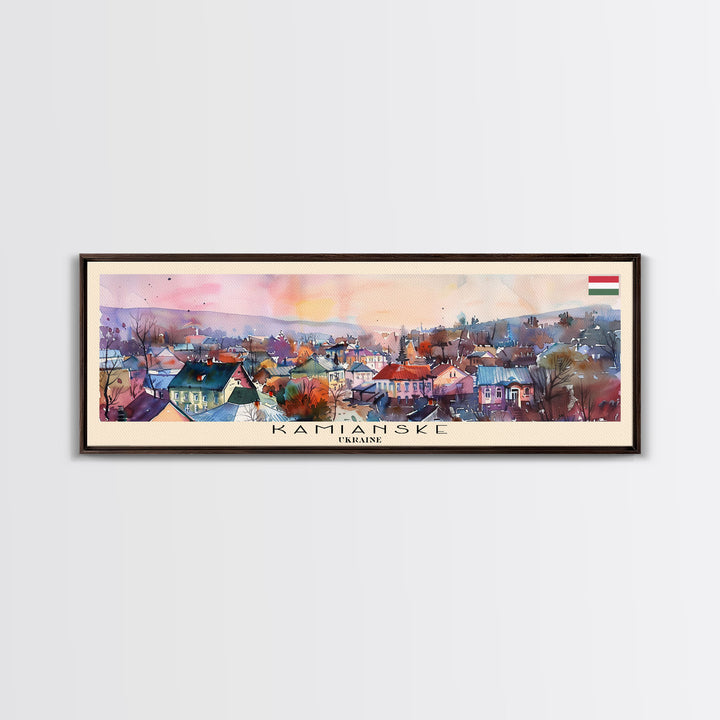 Kamianske Ukraine Wall Art, Panoramic Travel Poster, Panoramic Framed Canvas Print, City Wall Art, Wall Hanging Home Decor, Travel Art