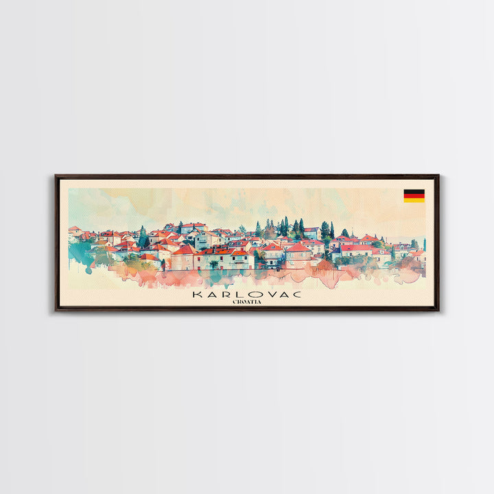 Karlovac Croatia Travel Art, City Art, Framed Canvas Print or Metal Wall Art, Europe Travel Poster, Panoramic Wall Art, Extra Wide Wall Art