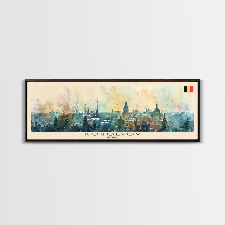 Korolyov Russia Wall Art, Panoramic Travel Poster, Panoramic Framed Canvas Print, City Wall Art, Wall Hanging Home Decor, Travel Art