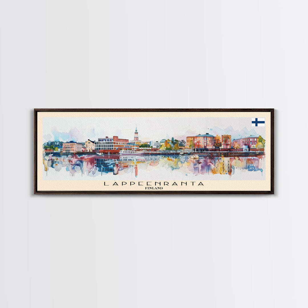 Lappeenranta Finland Panoramic Travel Poster, Framed Canvas Print or Metal Wall Art, Travel Art, Home Decor, Panoramic Painting, Midcentury Art