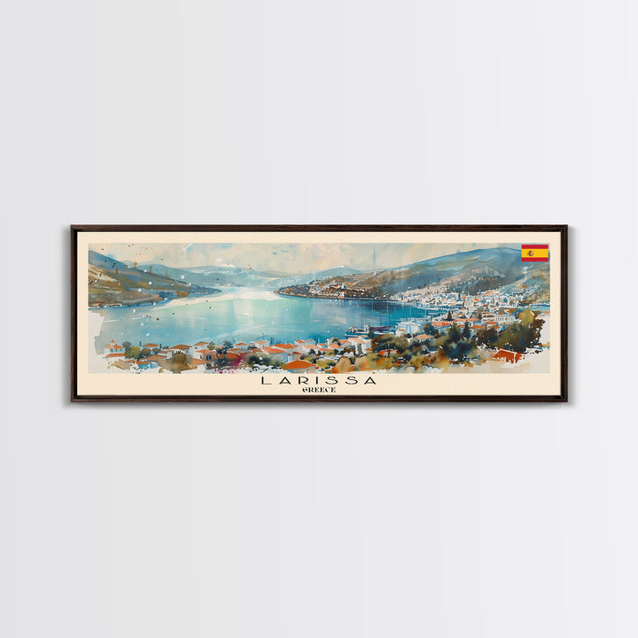 Larissa Greece Wall Art, Panoramic Travel Poster, Panoramic Framed Canvas Print, City Wall Art, Wall Hanging Home Decor, Travel Art