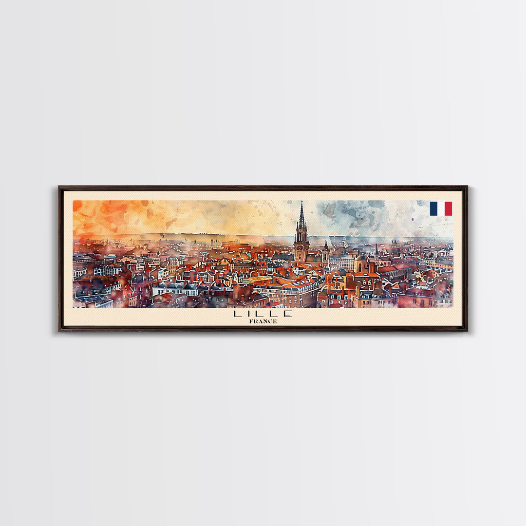 Lille France Wall Art, Panoramic Travel Poster, Panoramic Framed Canvas Print, City Wall Art, Wall Hanging Home Decor, Travel Art