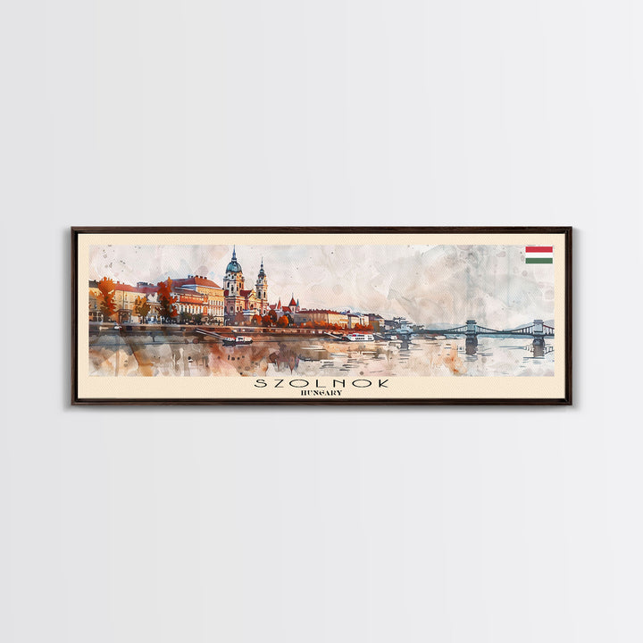Szolnok Hungary Wall Art, Panoramic Travel Poster, Panoramic Framed Canvas Print, City Wall Art, Wall Hanging Home Decor, Travel Art
