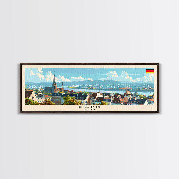 Bonn Germany Travel Print Wall Art, Panoramic City Art, Travel Art, Wall Decor, Vacation Gift, Framed Canvas Print Or Metal Art
