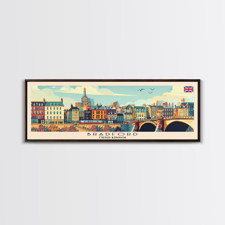Bradford United Kingdom Travel Print Wall Art, Panoramic City Art, Travel Art, Wall Decor, Vacation Gift, Framed Canvas Print Or Metal Art