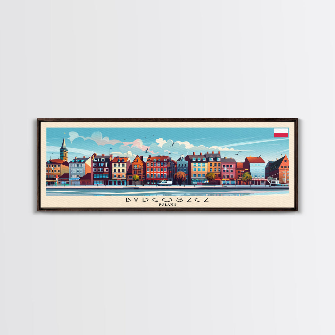 Bydgoszcz Poland Travel Art, City Art, Framed Canvas Print or Metal Wall Art, Europe Travel Poster, Panoramic Wall Art, Extra Wide Wall Art