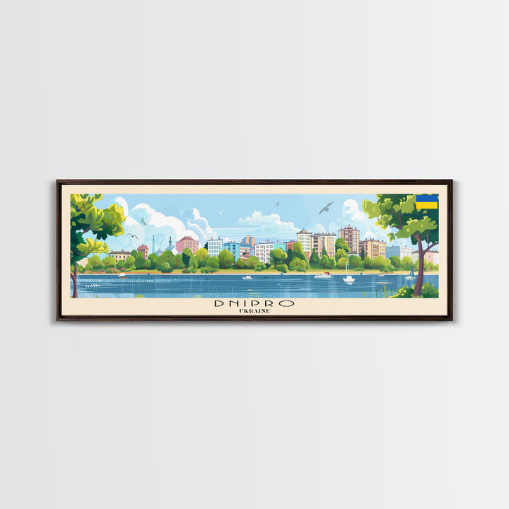 Dnipro Ukraine Wall Art, Panoramic Travel Poster, Panoramic Framed Canvas Print, City Wall Art, Wall Hanging Home Decor, Travel Art