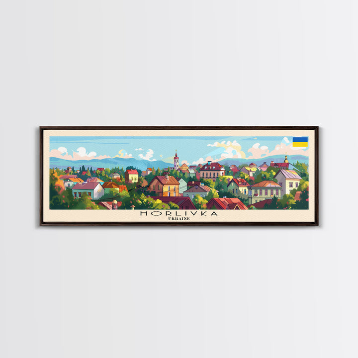 Horlivka Ukraine Wall Art, Panoramic Travel Poster, Panoramic Framed Canvas Print, City Wall Art, Wall Hanging Home Decor, Travel Art