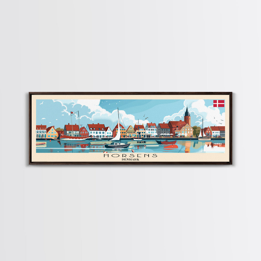Horsens Denmark Travel Print Wall Art, Panoramic City Art, Travel Art, Wall Decor, Vacation Gift, Framed Canvas Print Or Metal Art