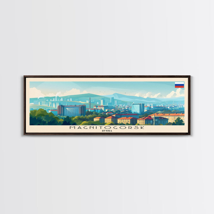Magnitogorsk Russia Travel Print Wall Art, Panoramic City Art, Travel Art, Wall Decor, Vacation Gift, Framed Canvas Print Or Metal Art