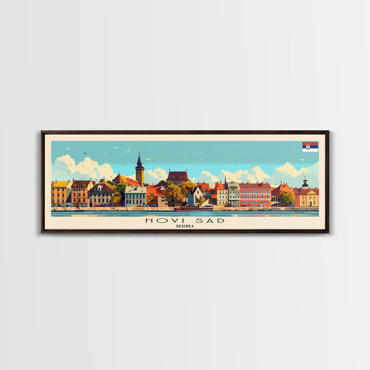 Novi Sad Serbia Travel Art, City Art, Framed Canvas Print or Metal Wall Art, Europe Travel Poster, Panoramic Wall Art, Extra Wide Wall Art