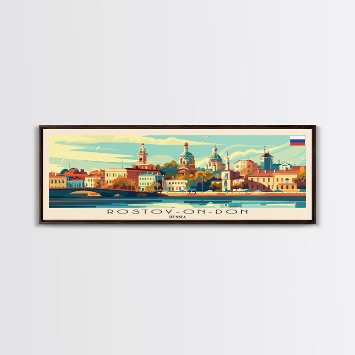 Rostov on Don Russia Panoramic Travel Poster, Framed Canvas Print or Metal Wall Art, Travel Art, Home Decor, Panoramic Painting, Midcentury Art