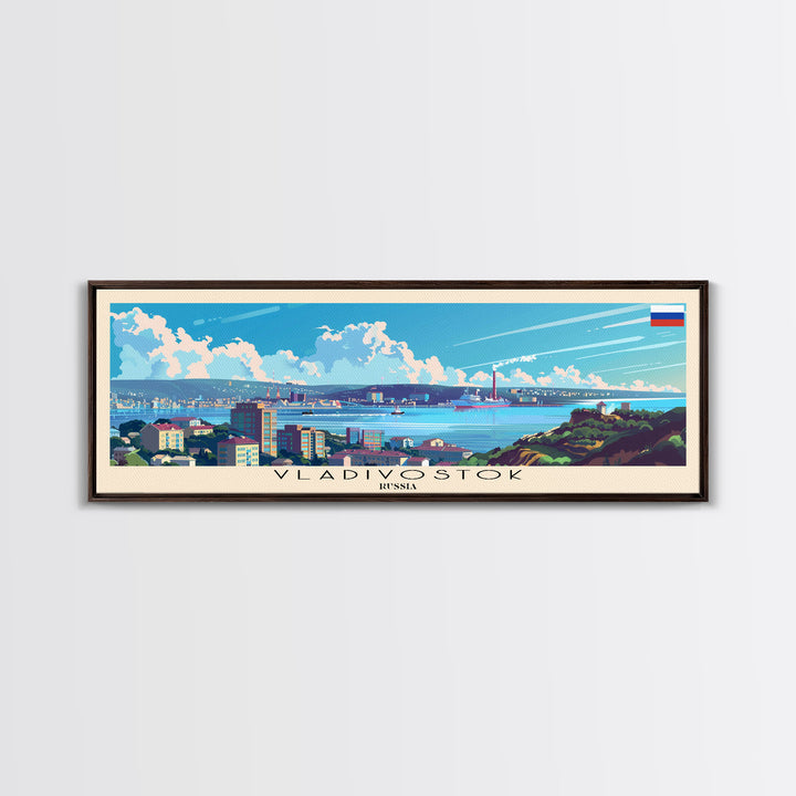 Vladivostok Russia Travel Print Wall Art, Panoramic City Art, Travel Art, Wall Decor, Vacation Gift, Framed Canvas Print Or Metal Art