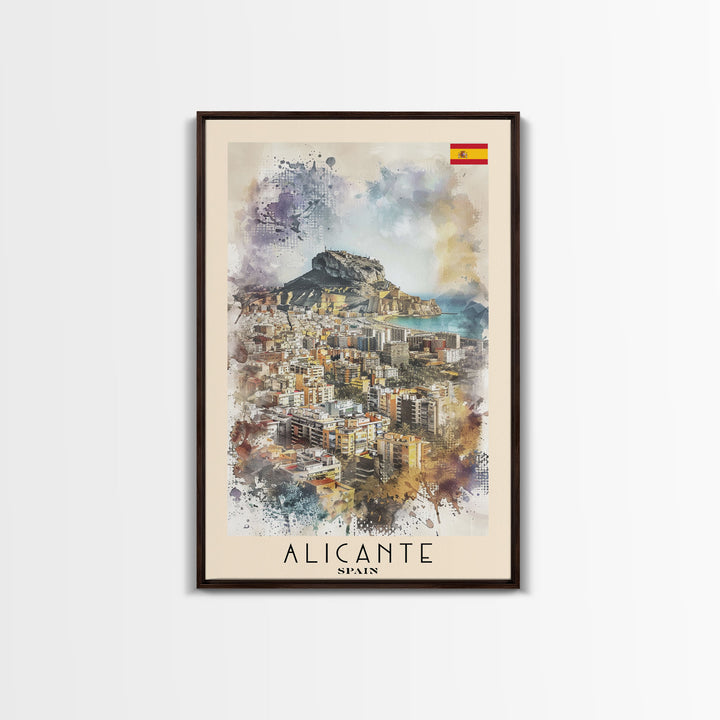 Alicante Spain Coastal City Travel Poster Art, Framed Canvas Print, Stunning Wall Art for Living Room, Bedroom Decor, Home Decoration