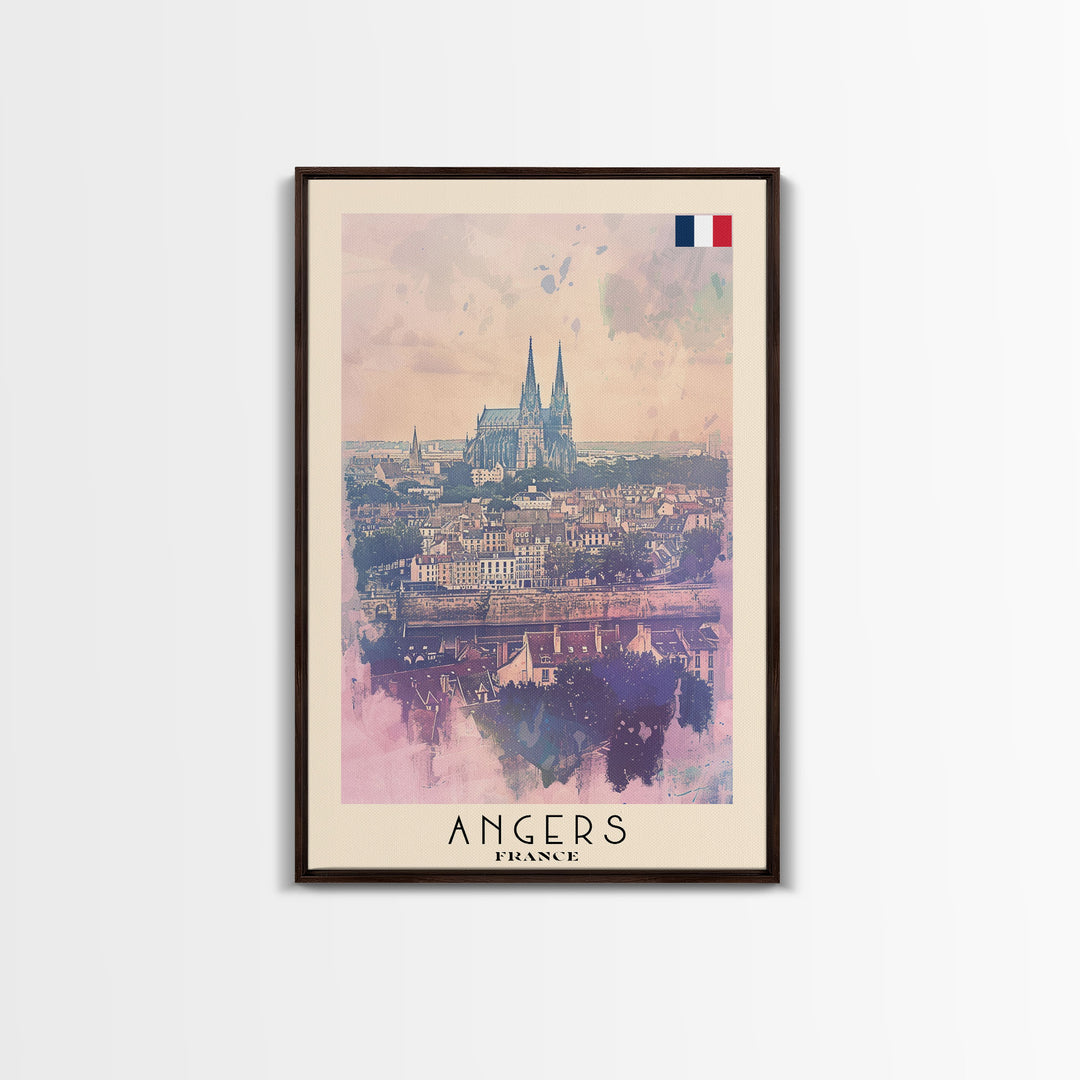Enchanting Angers Cathedral View, Framed Canvas Print, Ideal for Bedroom Art, Travel Poster, Home Decoration, Boho Wall Art