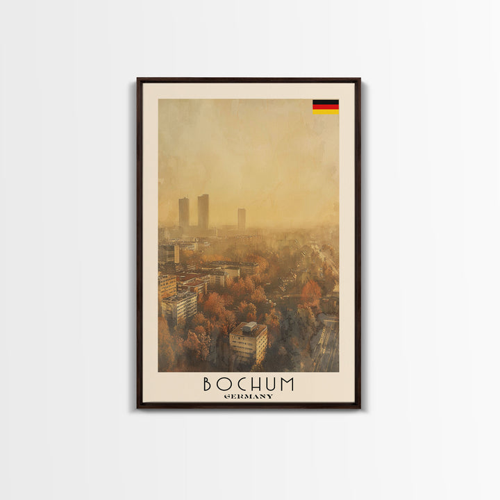 Bochum Germany Travel Poster Framed Canvas Print, Wall Art, Home Decor, Travel Print, Autumn Scene, Modern Art, Original Art