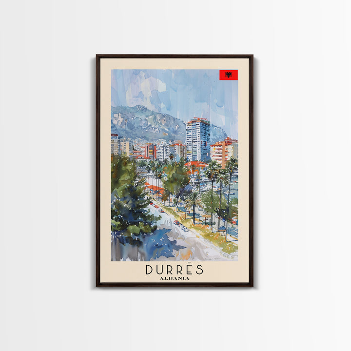 Durres, Albania Coastal Framed Canvas Print. Beautiful Wall Art for Living Room or Bedroom, Charming Travel Poster Art.