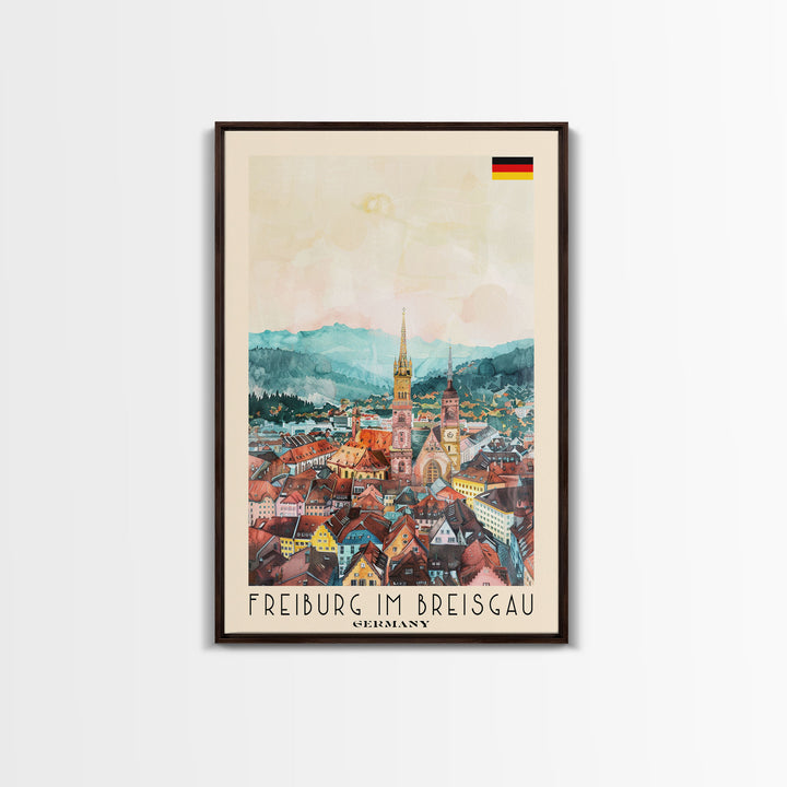 Freiburg, Germany Travel Poster Art, Framed Canvas Print for Living Room or Bedroom, Scenic Wall Art, Perfect Home Decoration
