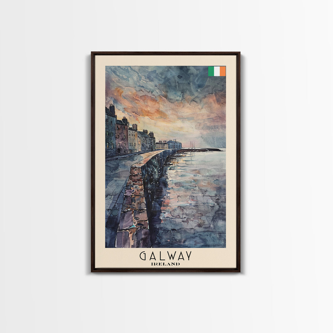Galway, Ireland Travel Poster Art, Framed Canvas Print for Living Room or Bedroom, Coastal Wall Art, Home Decoration