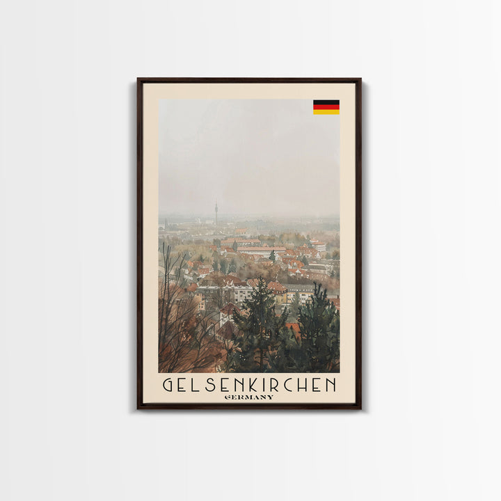 Gelsenkirchen, Germany Travel Poster Art, Framed Canvas Print for Living Room or Bedroom, Urban Wall Art, Home Decoration