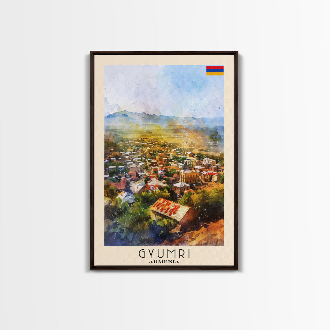 Gyumri Armenia Scenic City View Art, Framed Canvas Print, Living Room Wall Art, Travel Poster, Home Decor, Armenian Wall Art