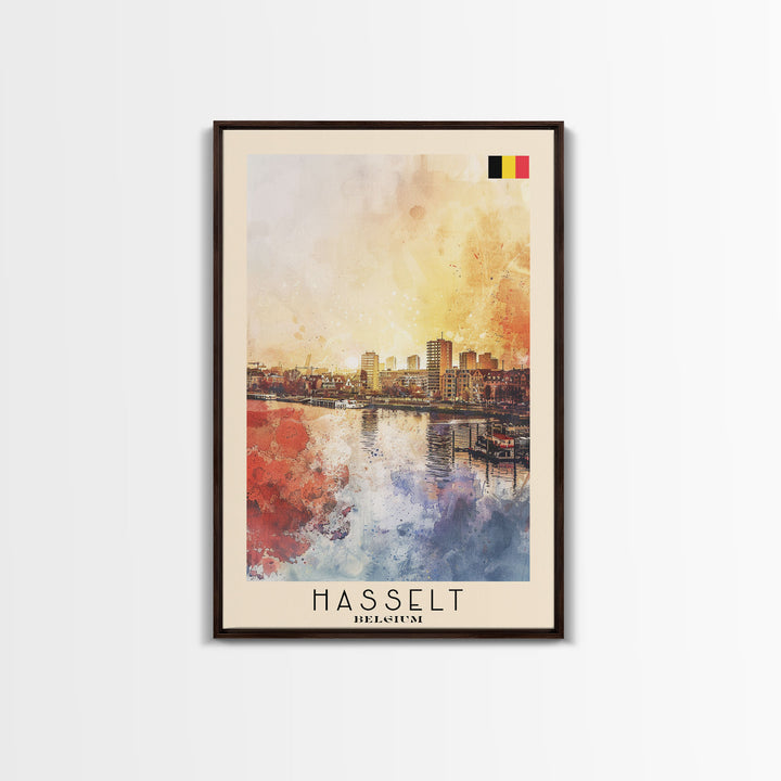 Hasselt Belgium Urban Cityscape Art, Framed Canvas Wall Art, Living Room Decor, Modern Home Decor, City Poster Art Print, Travel Poster Art