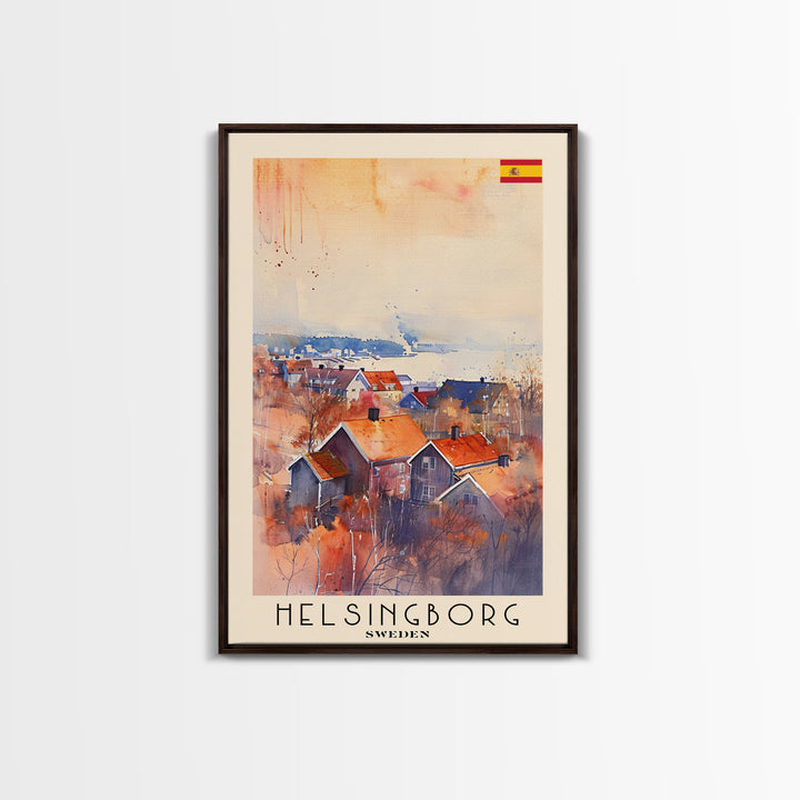 Helsingborg Sweden Coastal Town Art, Framed Canvas Wall Art, Home Decor, Living Room Art, Scandinavian Poster, Wall Decor, Travel Poster Art