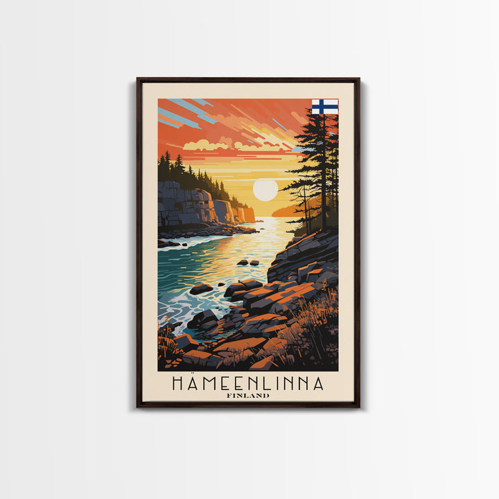 Hämeenlinna Finland Sunset Lake Art, Framed Canvas Wall Art, Home Decor, Living Room Decor, Nature Poster, Scenic Wall Art, Travel Poster Art