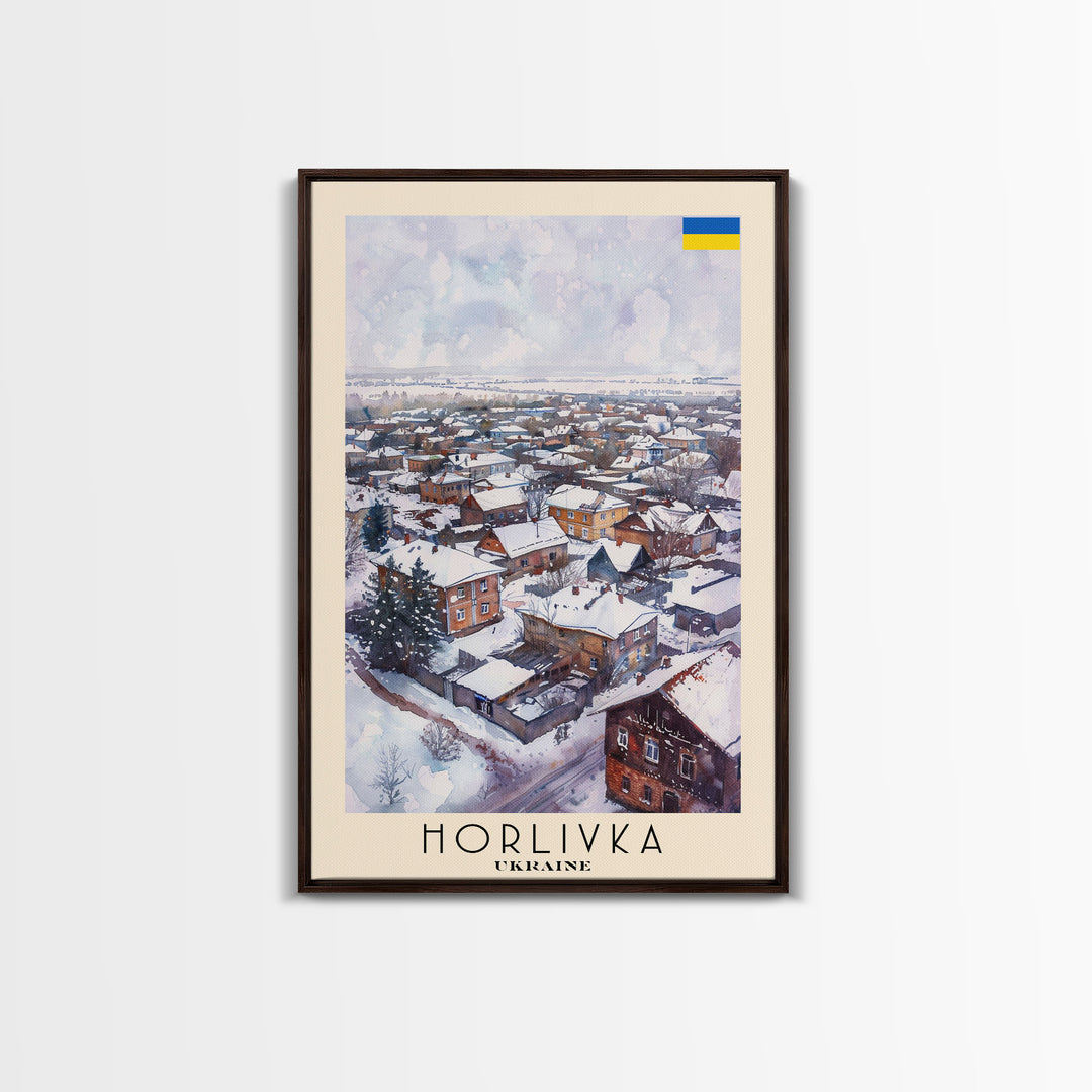 Horlivka Ukraine Winter Town Art, Framed Canvas Wall Art, Home Decor, Living Room Decor, Snowy Landscape Poster, Wall Art, Travel Poster Art