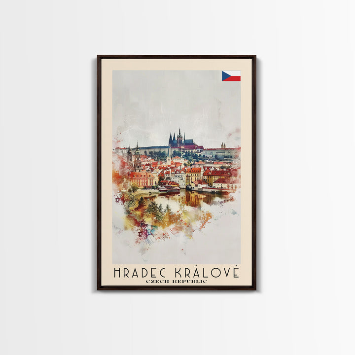 Hradec Krįlové Czech Republic Cityscape Art, Framed Canvas Wall Art, Home Decor, Living Room Decor, Historic Poster, Wall Art, Travel Poster Art