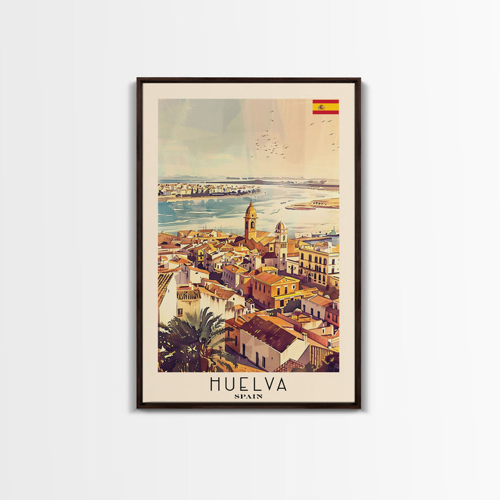 Huelva Spain Cityscape Art Print, Vibrant Sunset Canvas Print for Home Decor, Travel Poster for Living Room Wall Art, Spanish City View