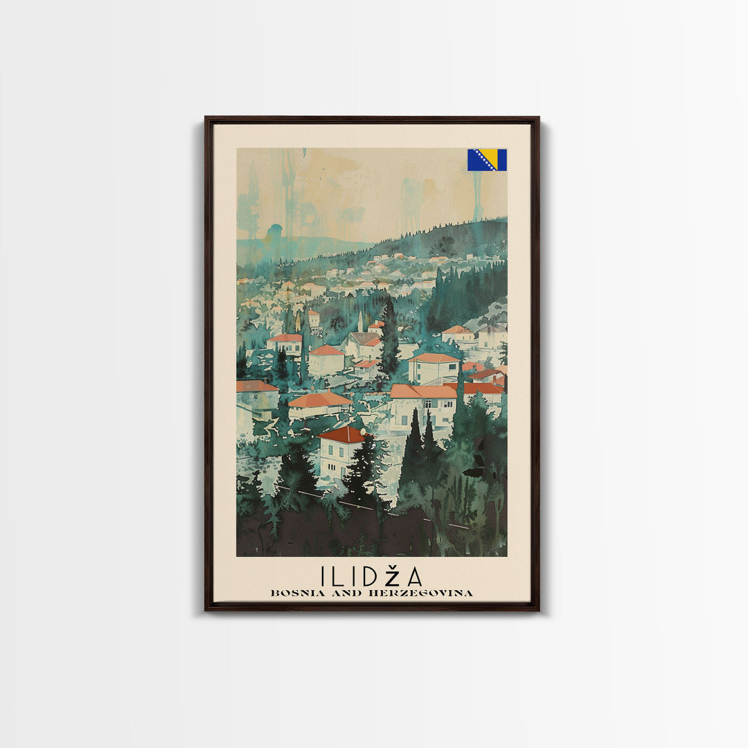 Ilidza Bosnia Scenic Mountain View Art Print, Beautiful Canvas Print for Nature Lovers, Travel Poster for Home Decor, Bosnian Landscape Wall Art