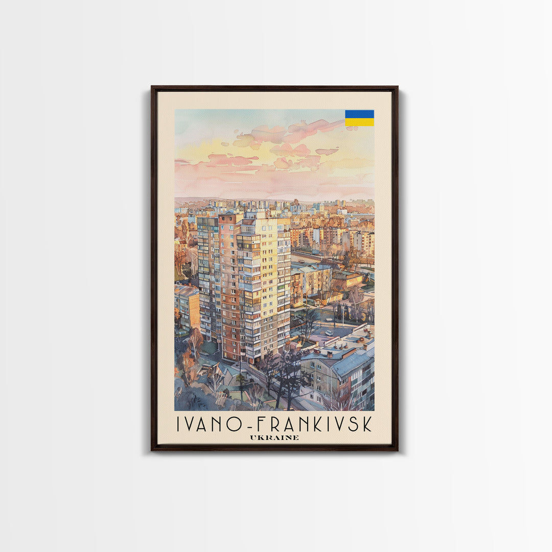 Ivano-Frankivsk Ukraine Cityscape Art Print, Sunset View Canvas Print for Home Decor, Travel Poster for Living Room Wall Art, Ukrainian Scene