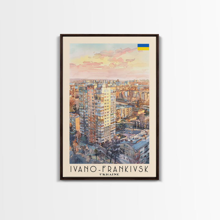Ivano-Frankivsk Ukraine Cityscape Art Print, Sunset View Canvas Print for Home Decor, Travel Poster for Living Room Wall Art, Ukrainian Scene