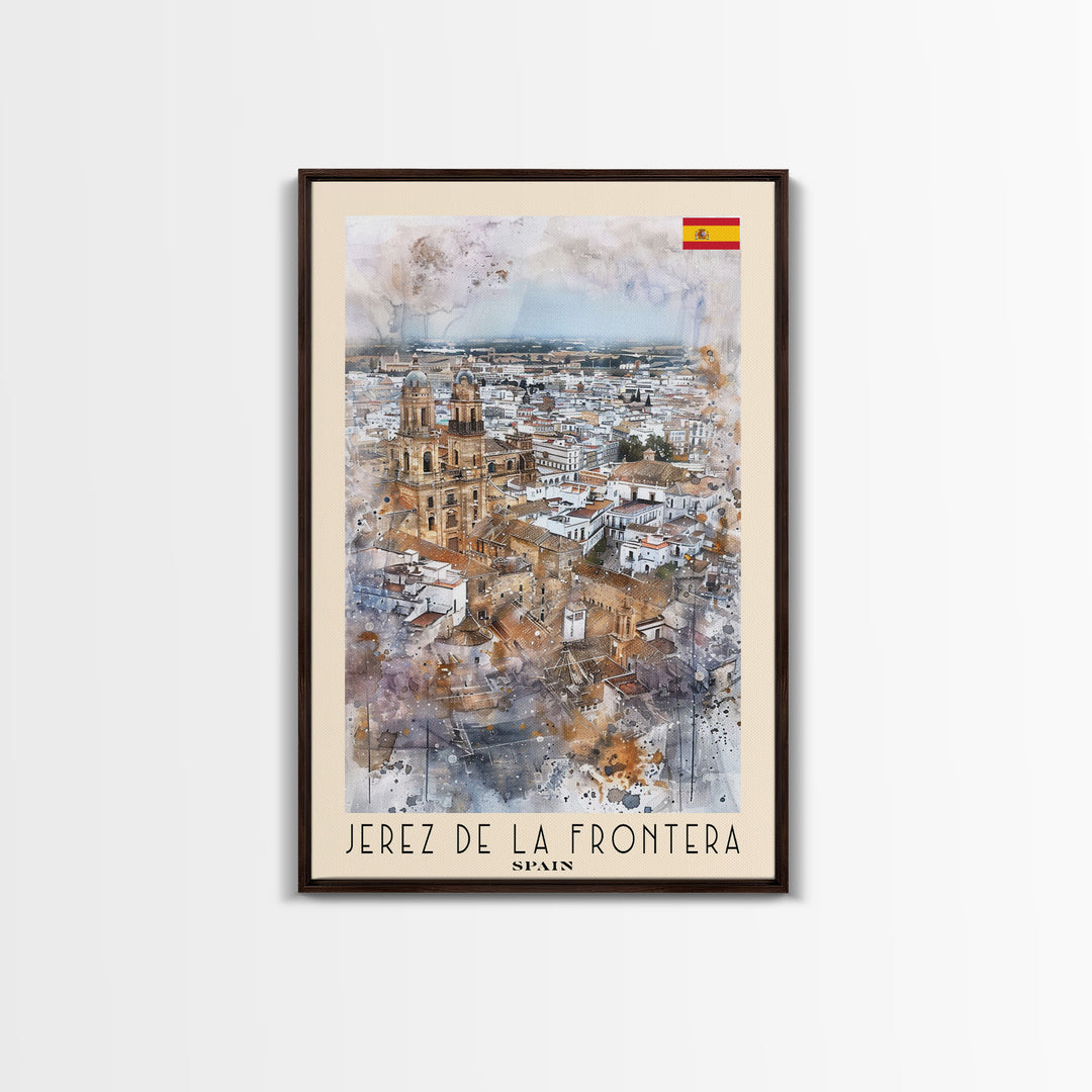Jerez de la Frontera Spain Vineyard View, Framed Canvas Print, Travel Poster, Rustic Wall Art, Dining Room Decor, Wine Country Art, Home Aesthetic