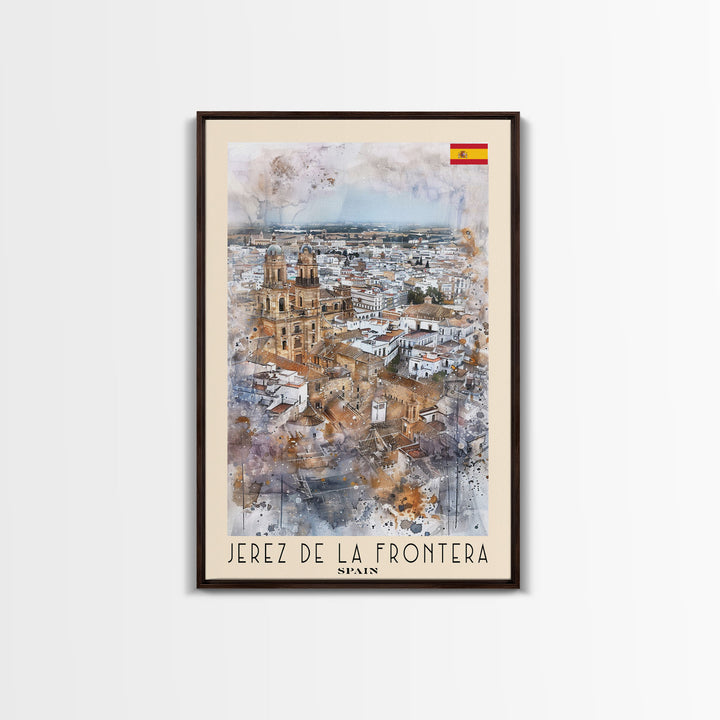 Jerez de la Frontera Spain Vineyard View, Framed Canvas Print, Travel Poster, Rustic Wall Art, Dining Room Decor, Wine Country Art, Home Aesthetic