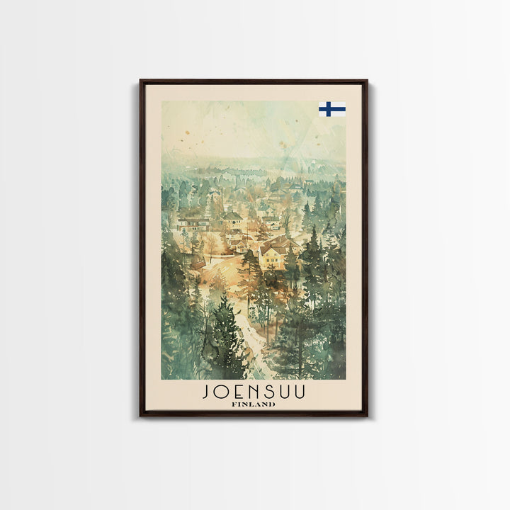 Joensuu Finland River View, Framed Canvas Print, Travel Poster, Scenic Wall Art, Nature Landscape Decor, Living Room Art, Tranquil Home Decoration