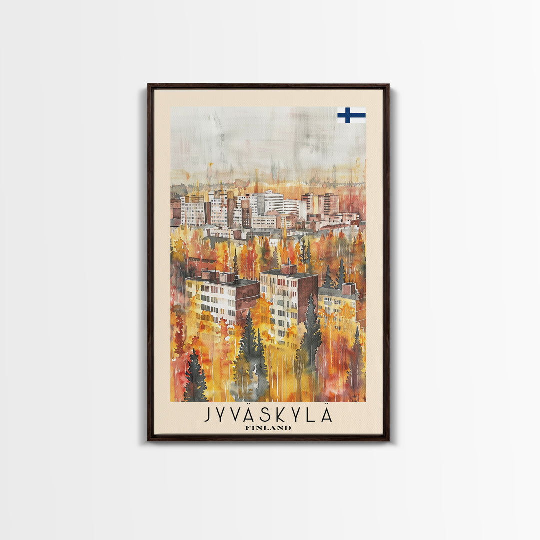 Jyvaskyla Finland Scenic Waterfront, Framed Canvas Print, Travel Poster, Nordic Wall Art, Living Room Decor, Peaceful Landscape, Home Tranquility