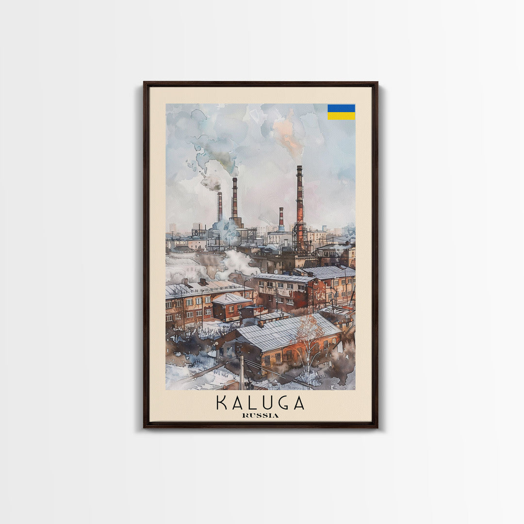 Kaluga Russia Cityscape View, Framed Canvas Print, Travel Poster, Wall Art, Urban Decor, Modern Home Decoration, Living Room Art, Russian City