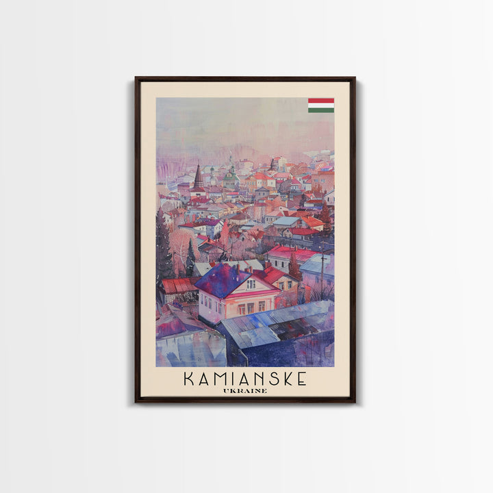 Kamianske Ukraine Scenic View, Framed Canvas Print, Travel Poster, Wall Art, Living Room Decor, Cityscape Art, Modern Home Decoration, Ukrainian City