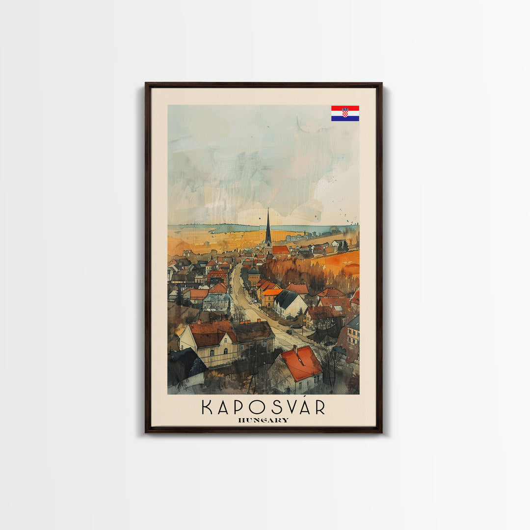 Kaposvar Hungary Urban Landscape, Framed Canvas Print, Travel Poster, Wall Art, Home Decoration, Cityscape Decor, Living Room Art, Hungarian City