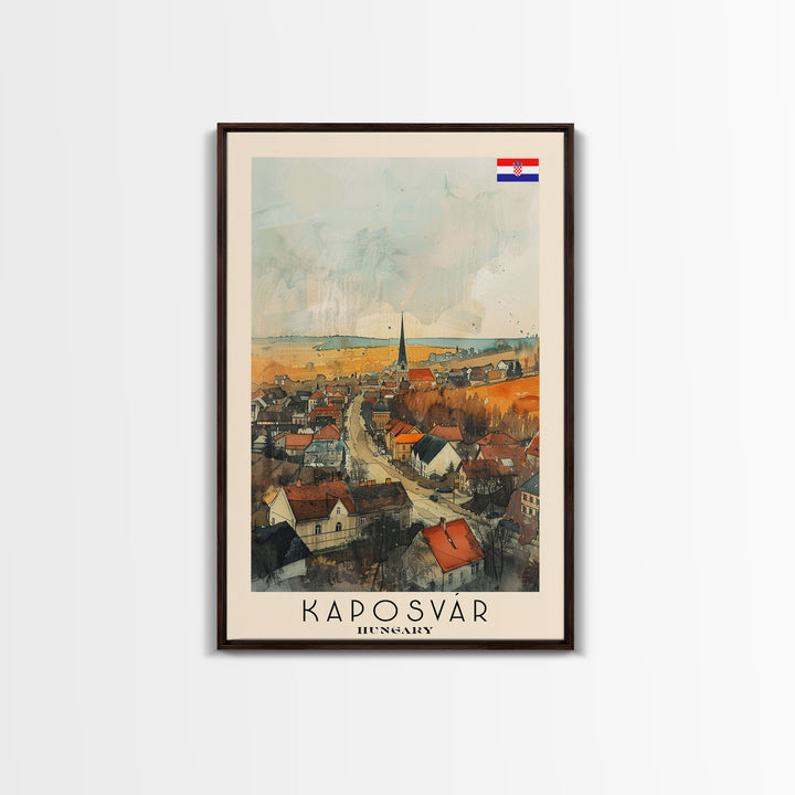Kaposvar Hungary Urban Landscape, Framed Canvas Print, Travel Poster, Wall Art, Home Decoration, Cityscape Decor, Living Room Art, Hungarian City