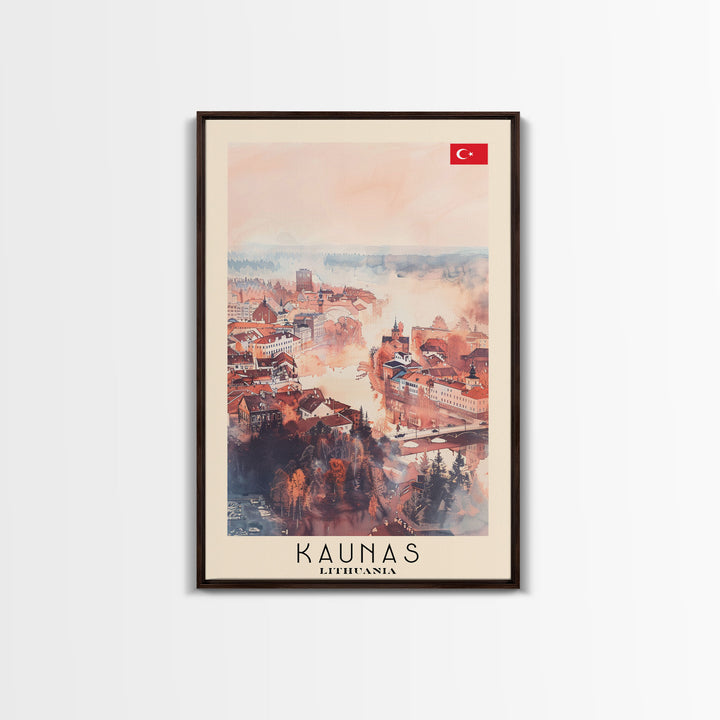 Kaunas Lithuania Scenic View, Framed Canvas Print, Travel Poster, Wall Art, Living Room Decor, Cityscape Art, Modern Home Decoration, Lithuanian City