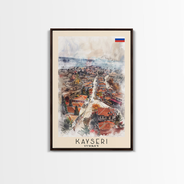 Kayseri Turkey Urban Landscape, Framed Canvas Print, Travel Poster, Wall Art, Home Decoration, Cityscape Decor, Living Room Art, Turkish City