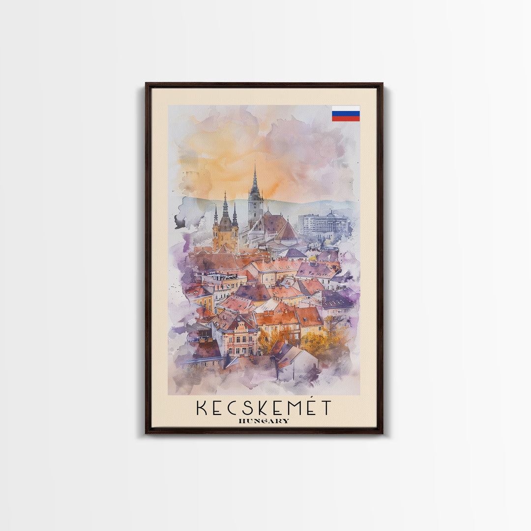 Kecskemet Hungary Urban Landscape, Framed Canvas Print, Travel Poster, Wall Art, Home Decoration, Cityscape Decor, Living Room Art, Hungarian City