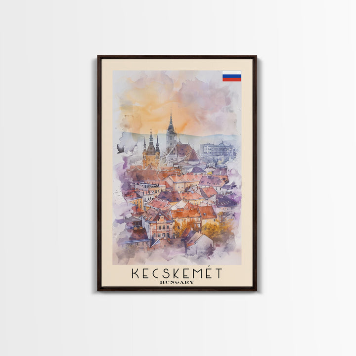 Kecskemet Hungary Urban Landscape, Framed Canvas Print, Travel Poster, Wall Art, Home Decoration, Cityscape Decor, Living Room Art, Hungarian City
